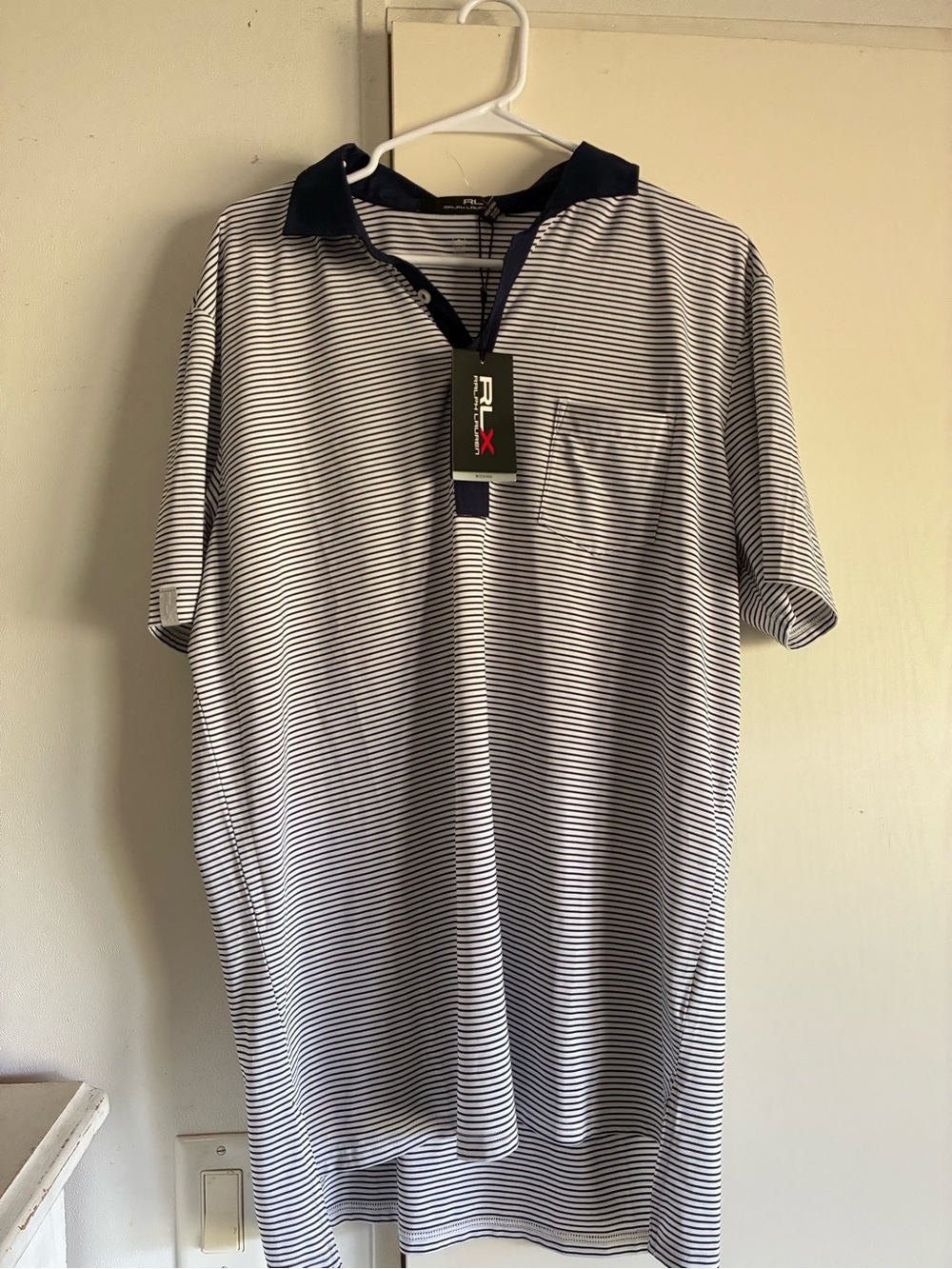 Ralph Lauren Navy & White Micro-Striped Polo